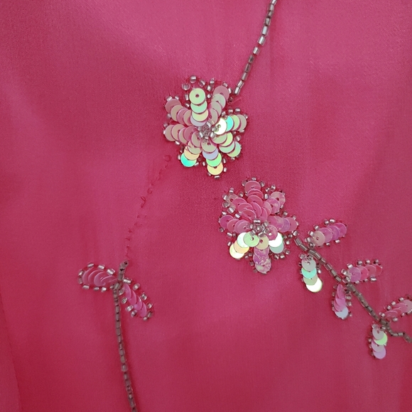 Sean Collection Pink Floral Iridescent Sequin Gown - Picture 6 of 9